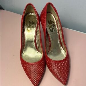 ID Browns Red Perforated Leather Heels